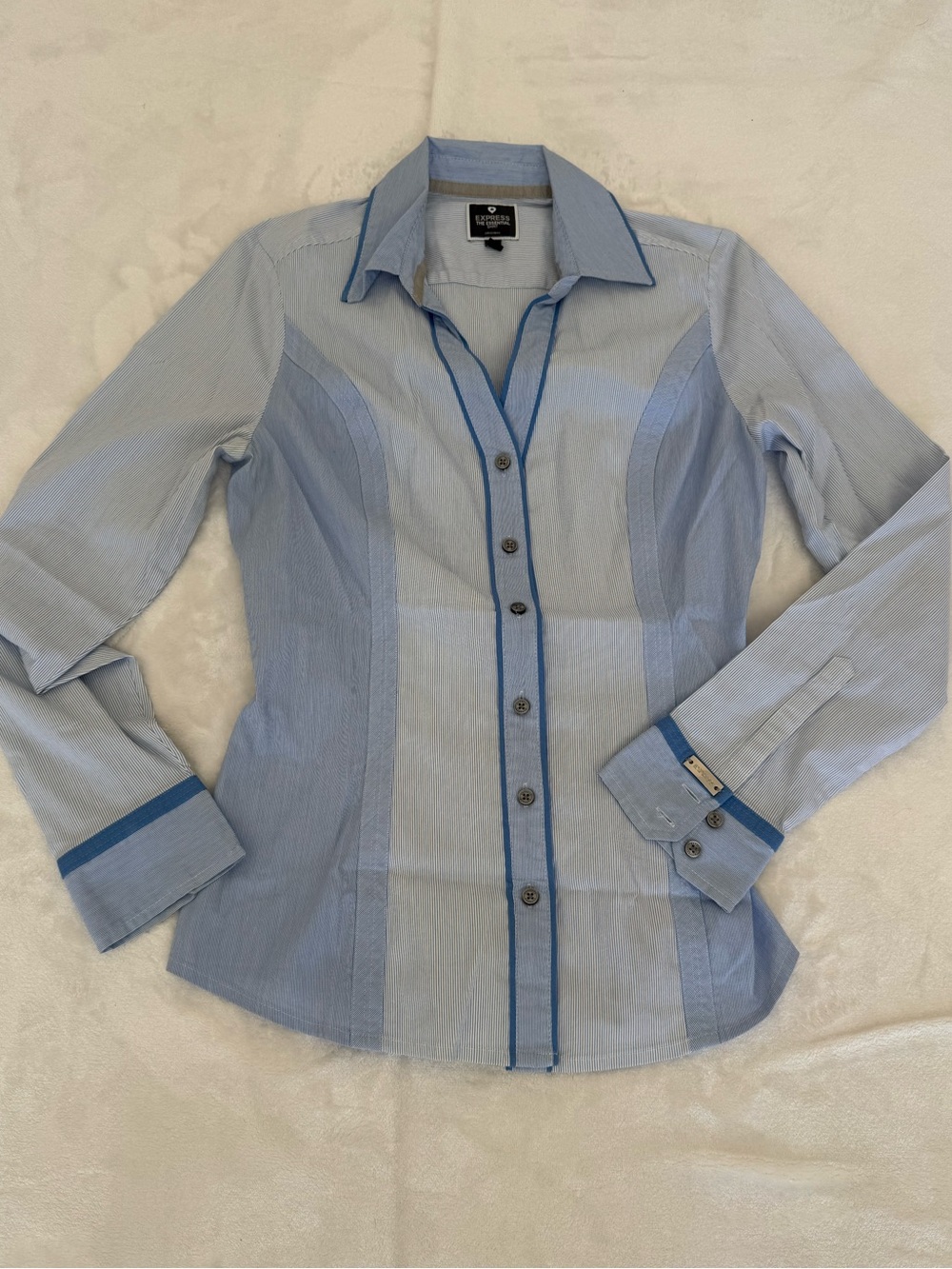 Express The Essential Shirt Blue Pinstripe Button Down Size XS